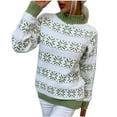 thumbnail image 2 of Qertyioot Hiver Mode Femmes Pull Imprimé de Noël, Manches Longues Col Rond Chaud Tendance en Vrac Tricoté Tops, 2 of 5