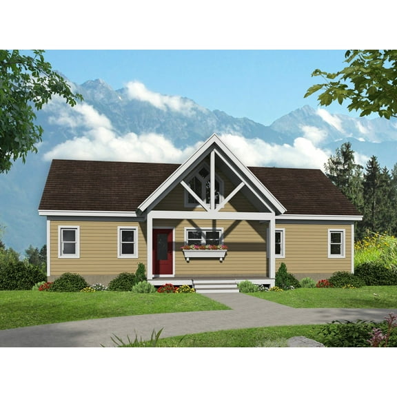 763-1304: Traditional Craftsman 2 Bed, 2 Bath Luxury Home Plan, 1304 Sq Ft: Full Blueprints with License to Build by Home Plan Marketplace - Lesuto