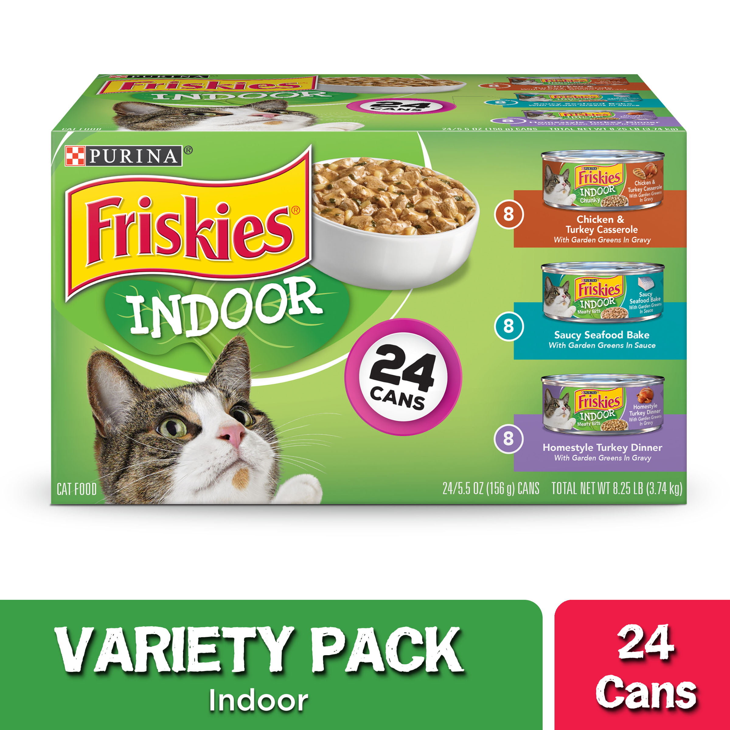 24 Pack) Friskies Indoor Wet Cat Food 