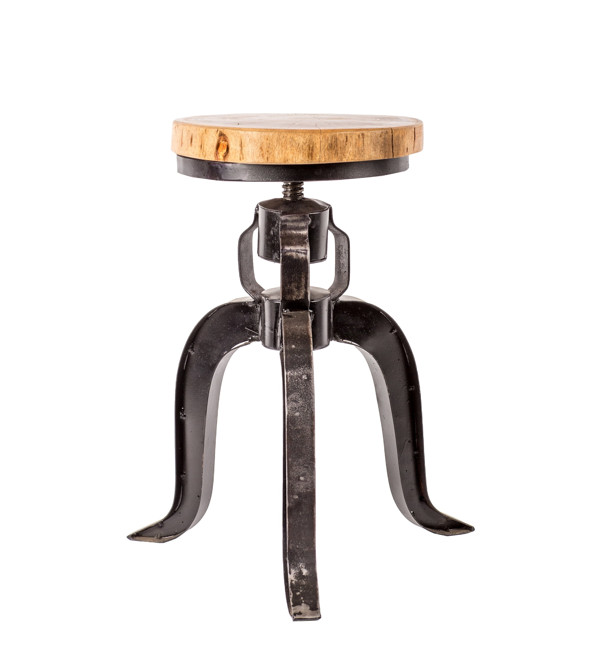 Iron & Wood Crank Stool