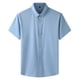 thumbnail image 5 of Mens Manga Corta Botón Abajo Camisas Negocios Turndown Cuello con Bolsillo, Patrón de Red Blusa de Manga Corta, 5 of 9