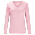 thumbnail image 4 of Chbgutlmr Crop Tops for Women V Neck Long Sleeve Slim Comfy Going out Tops Stretch Basic Workout Blouses, 4 of 7