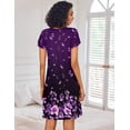 thumbnail image 5 of Ekouaer Nightgowns for Women Short Sleeve Sleep Shirts Pleated Night Dress V Neck Night Shirts Soft House Dress, 5 of 6