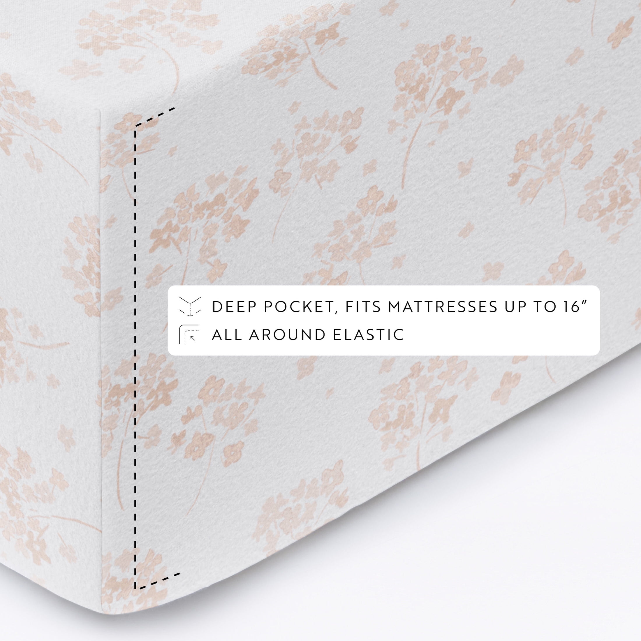 Pink Flower Bunch 4 Piece 100% Cotton Flannel Deep Pocket Sheet Set, Full, by Noble Linens