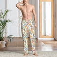 thumbnail image 5 of Uemuo Simple Drawing Pattern Men's Wide Leg Palazzo Lounge Pants with Pockets Light Weight Loose Comfy Casual Pajama Pants-Large, 5 of 9