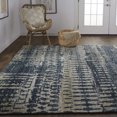 thumbnail image 6 of 6' X 9' Blue Gray and Tan Wool Abstract Hand Knotted Area Rug, 6 of 11