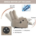 thumbnail image 5 of Khaki Chenille Single Motor Power Lift Recliner Chair with Massage and Heat for Elderly, Heavy Duty Motion Mechanism and One USB for Charging, Max Reclining Angle 155°, 5 of 9