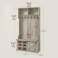 thumbnail image 6 of Hall Tree, Coat Rack with Shoe Bench, Entryway Furniture, Tri-Hooks, Rustic White and Honey Brown, 6 of 6
