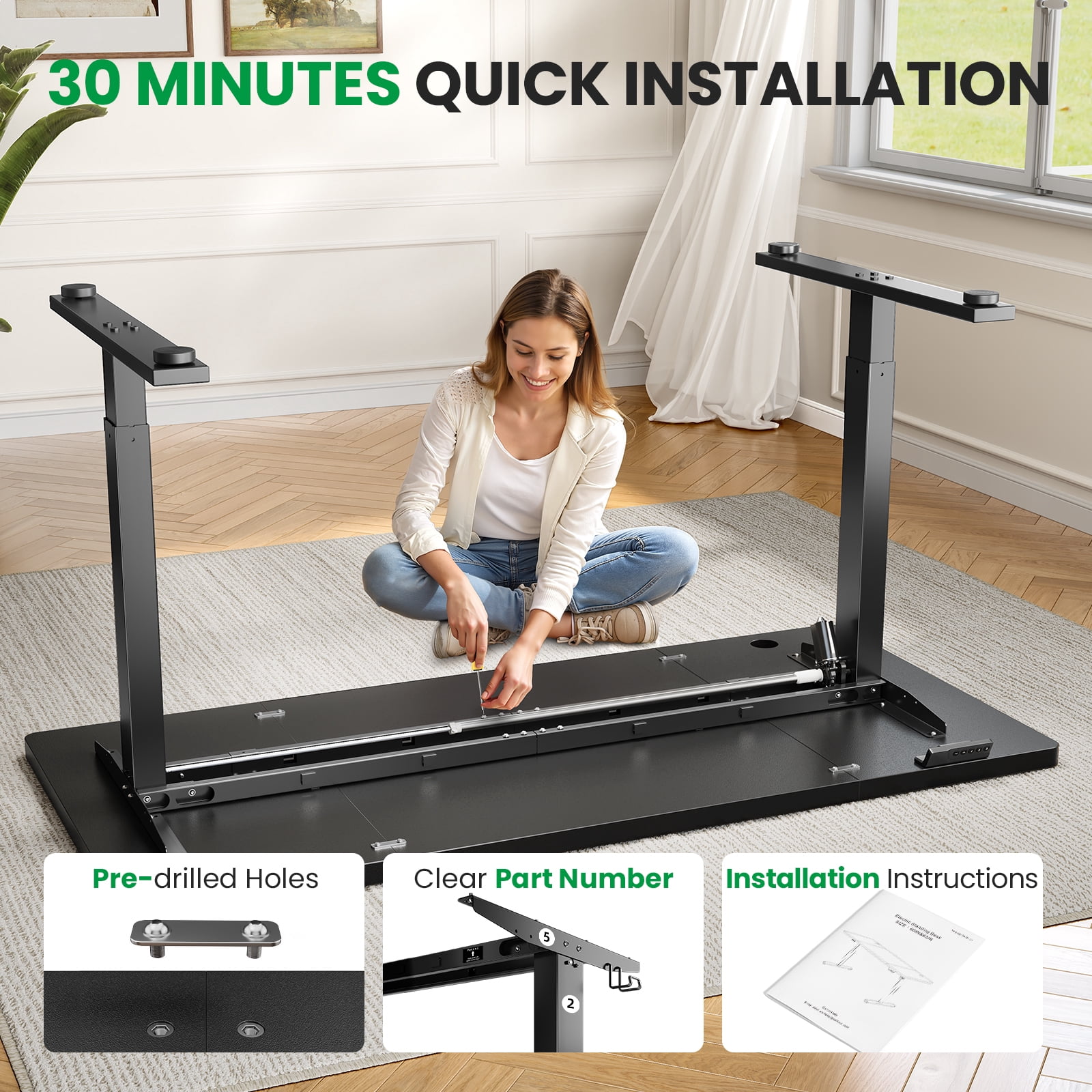 Standing Desk – 1" Thickened Desktop & Heavy-duty Frame, Adjustable Height Electric Desk With Memory Controller