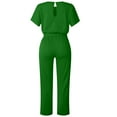 thumbnail image 6 of Gaecuw Jumpsuit for Women 2023 Short Sleeve Overall Square Neck Band Collar Solid Onesie Strappy One Piece Outfits Casual Adjustable Loose Baggy Long Pants Wide Leg Linen Summer Romper Ankle Length, 6 of 7
