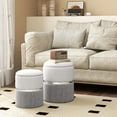 thumbnail image 2 of Costway Linen Fabric Storage Ottoman Set of 2 Modern Round Ottoman with Storage for Bedroom, 2 of 8