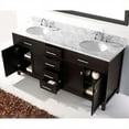 thumbnail image 4 of Caroline 72" Double Bath Vanity in Espresso with White Marble Top and Round Sinks with Brushed Nickel Faucets with Matching Mirror, 4 of 5