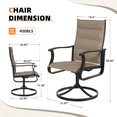 thumbnail image 6 of UDPATIO Low Back Swivel Patio Chairs Set of 2, Padded Outdoor Textilene Dining Chairs, All Weather Metal Outside Chair for Lawn Garden Deck, Brown, 6 of 8