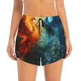 thumbnail image 2 of Yiaed Red And Blue Fire Peacock Print Women's Running Shorts with Liner 3 Zipper Pockets Elastic Workout Athletic Gym Yoga Shorts-XX-Large, 2 of 7