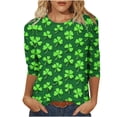 thumbnail image 2 of Ounisa Womens 3/4 Sleeve T Shirt Crew Neck St.Patrick's Day Printed Pullover Loose Fit Casual Fashion Versatile Tops S-3XL, 2 of 5