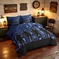 thumbnail image 2 of Manfei Retro Camo US Flag Queen Bedding, Patriotic Soldier Silhouette Bedding Comforter Set Queen, Blue Camo, Navy Reversible 7pcs, 2 of 6