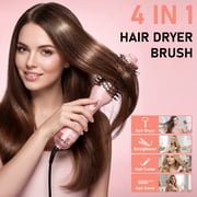 NEXPURE Blow Dryer Brush, 4-in-1 Ionic Hair Dryer Brush Volumizer, Ceramic Titanium Anti-Frizz Hot Air Brush for Medium to Long Hair Styling, Pink