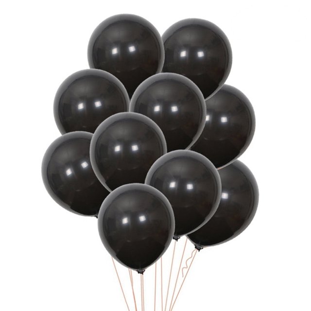 Globos de látex Kuyiluo, 20 unidades, 10 pulgadas, redondos, negros, de color sólido mate, para cumpleaños, bodas, fiestas de Halloween, decoración de bar.