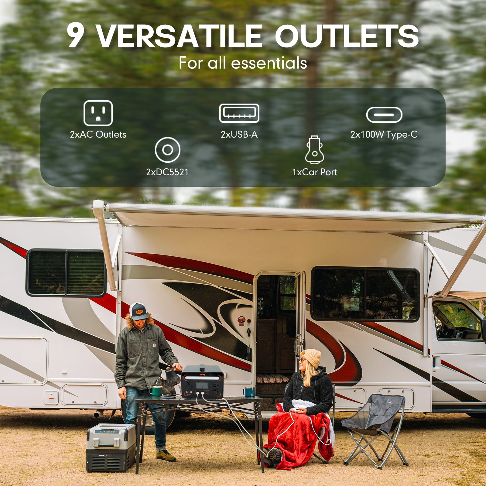 Portable Power Station 600W 560Wh LiFePO4 battery solar generator AC Outlet/Wireless Charging Outdoor Power Station For Emergencies/Homeuse/Camping RV(Solar Panel Not Included)