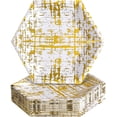 thumbnail image 1 of Hexagon Disposable Dinner Plates (18 Pc) Metallic Sketchy Print Paper Plates, Heavy Duty Paper Plates 10 inch, Gold Party Supplies for Weddings, Great for Birthdays, Baby Showers & Events - Arctic, 1 of 5