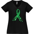 thumbnail image 3 of Inktastic Cerebral Palsy Awareness- Green Ribbon Made of Hearts Women's Plus Size V-Neck T-Shirt, 3 of 5