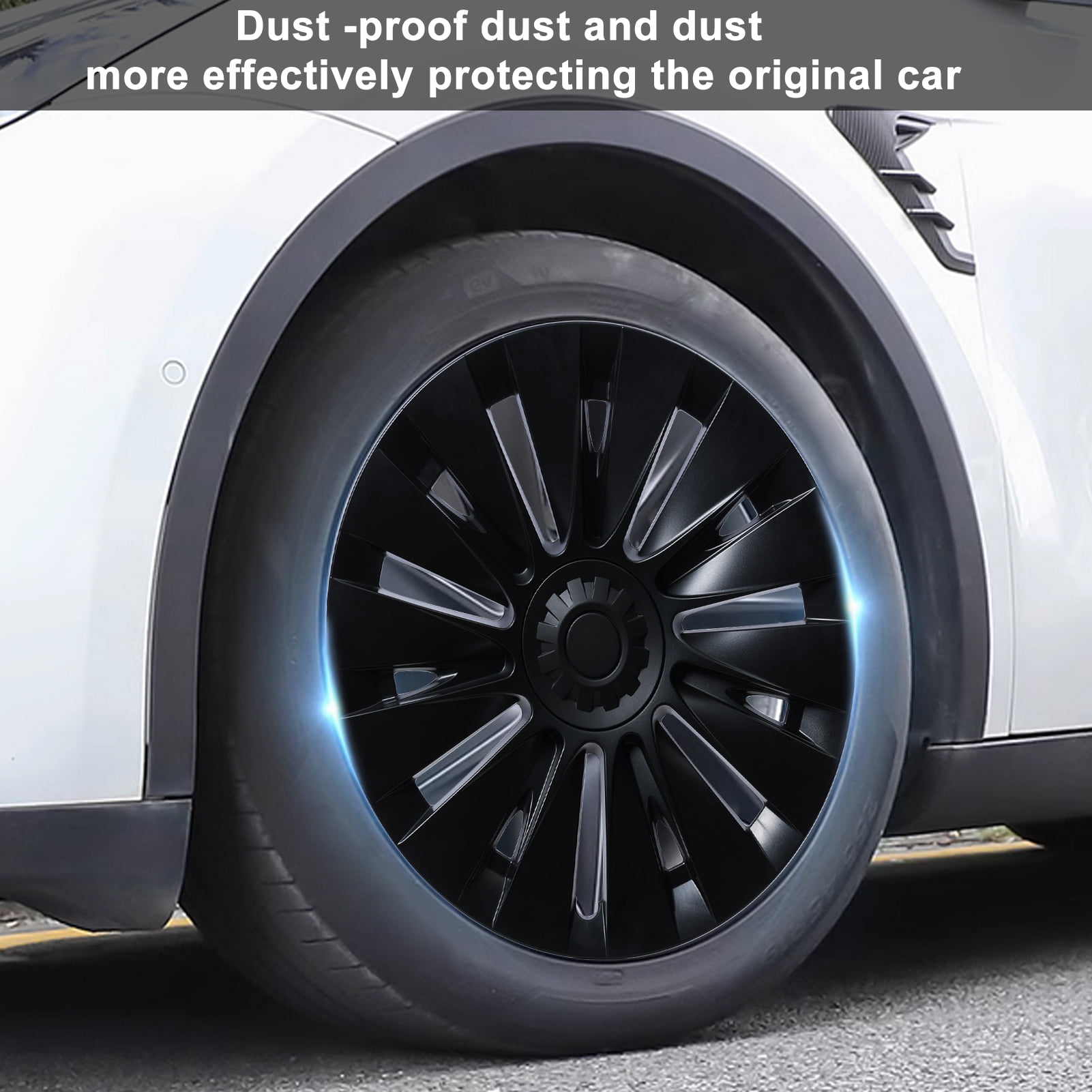 Nuoxin 4Pcs/Set Wheel Cover Hubcap, Automotive Hub Caps, 19 Inches Modified Wheel Cover Replacement for Tesla Model Y