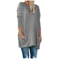 thumbnail image 2 of KIHOUT Womens Tops Plus Size Women's sexy fashion pullover round neck long sleeve pocket t-shirt top, 2 of 4