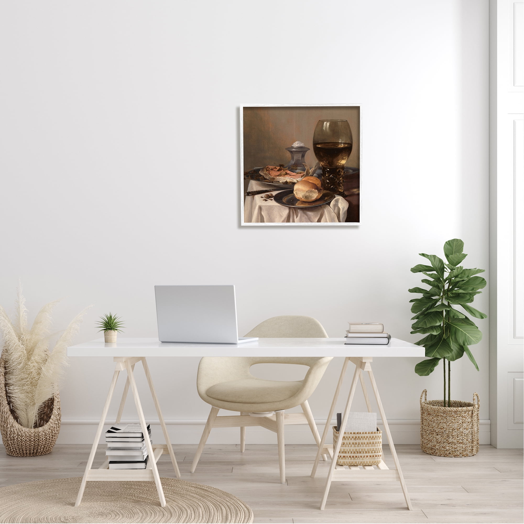Stupell Industries Still Life with Salt Pieter Claesz Classical Painting Painting White Framed Art Print Wall Art, Design by one1000paintings