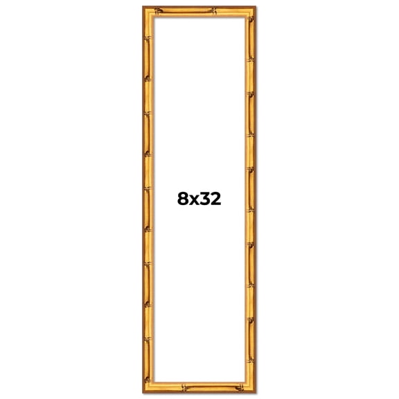 8x32 Frame Gold Bamboo Solid Wood Picture Frame | 1 Inch Moulding Width | Interior Frame Depth 0.75