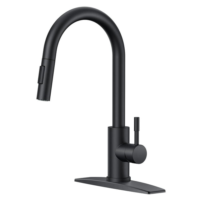 Grifo de cocina FORIOUS negro con pulverizador desplegable de acero inoxidable