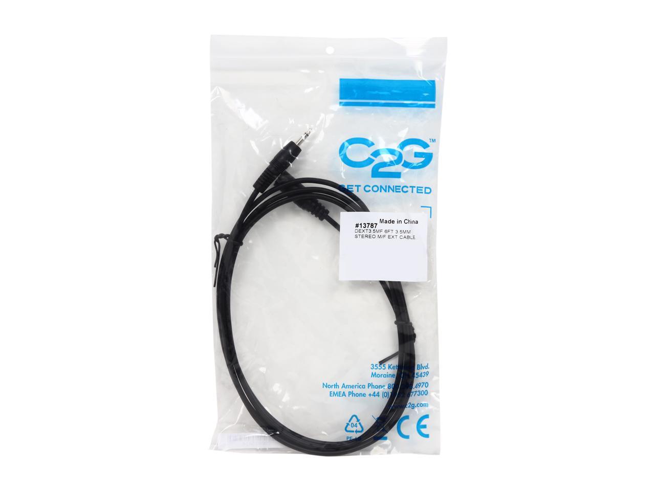 C2G 13787 3.5mm M/F Shielded Stereo Audio Extension Cable, Black (6 Feet, 1.82 Meters) - image 3 of 3