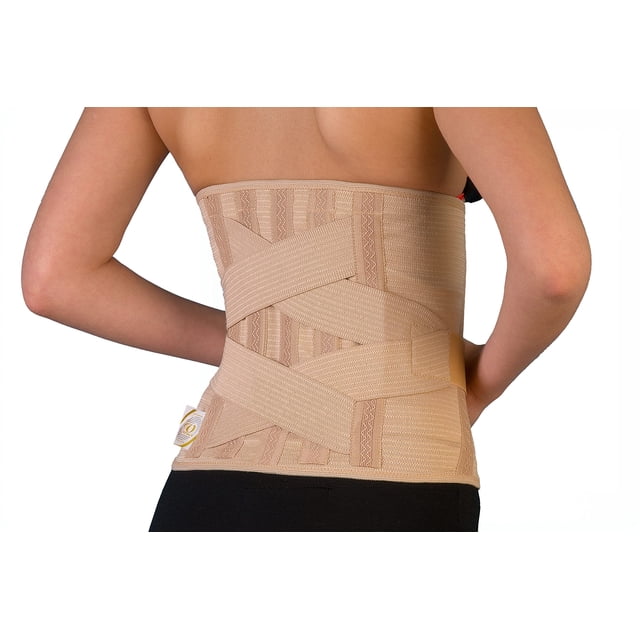 Cinturón de soporte lumbar sacro-lumbar de doble tracción con 6 varillas para aliviar el dolor, hernia discal, ciática y escoliosis. Cinturón ajustable antideslizante para el trabajo y el ejercicio, t