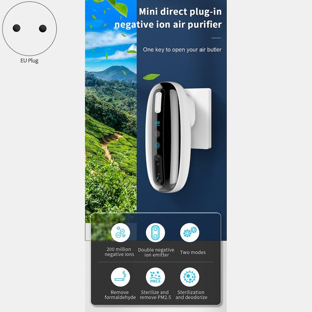 200 Million In-Line Negative Ion Air Purifier Portable 360 All-Round Bedroom Bathroom Odor Deodorant Purifier EU Plug