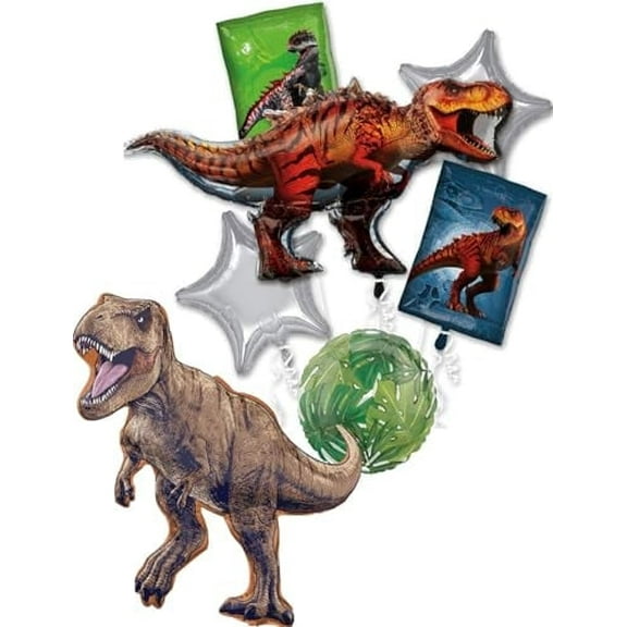 Jurassic Dinosaur World T-Rex Birthday Party Supplies Foil Balloon Bouquet Decorations
