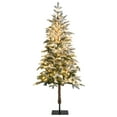 thumbnail image 1 of Costway 6ft Pre-Lit Artificial Hinged Pencil Christmas Tree Snow-Flocked w/ Metal Stand, 1 of 10