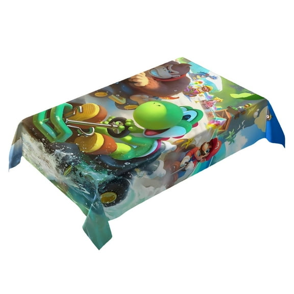 Yoshi-theme square tablecloth has an iconic print, fits most tables, and is easy to care for perfect gifts for fans friends and family，55" x 71"（140*180cm）