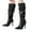Black, variant on Wide Calf Knee High Boots Women Slouchy Leather Stiletto Heels Trendy Pointed Toe Tall Winter Booties