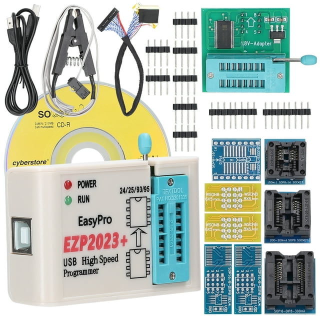 TFixol EZP2023+ Advanced SPI FLASH Programmer with USB 2.0, Auto Chip Detection, Voltage Selection, and Offline Copying for Appliance Repair and Development (Set D)