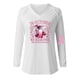 thumbnail image 4 of MHFRRA Una Camiseta de Manga Larga con Cuello En V, Moderna e Informal, para Mujer. Blanco, 4 of 4