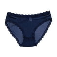 thumbnail image 4 of vigerkar Women's Underwear Soft Breathable Cotton Brief Ladies Panties High Waist Women Sexy Mesh Lace Lingerie Dark Blue, XL, 4 of 4