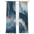 thumbnail image 2 of Abstract Art Sheer Curtains 84 Inches Long 2 Panels Simple Style Blue Gold Gradient Collage Art Light Filtering Semi Sheer Window Curtains Drapes for Bedroom Living Room 52"x84", 2 of 7