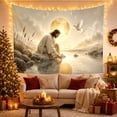thumbnail image 3 of Moon Stars Long with Hair Beard Dressed Flowing, Mystical Fantasy for Space Lovers, Galaxy Room Decor, Housewarming Gift, Tapestry Wall Hanging for Bedroom and Dorm, 3 of 7