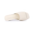 thumbnail image 5 of BLISSFUL STEP Women's Square Toe Block Heel Slip on Slides Sandals Cream 8, 5 of 7