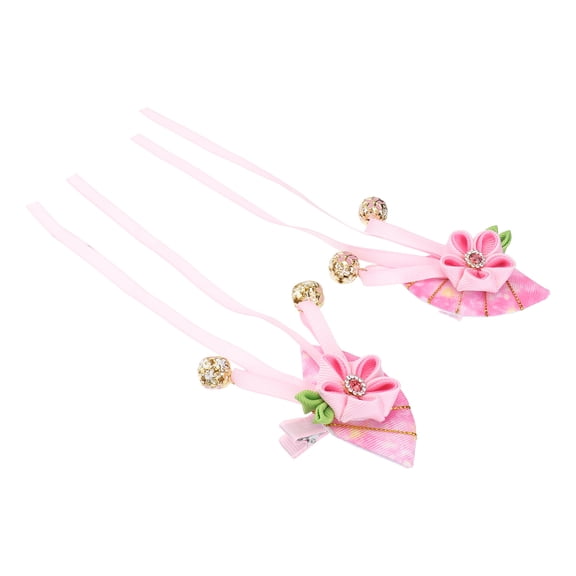 OUNONA 2Pcs Pink Cherry Clip Fan Design Elegant Hair Accessories for Decoration