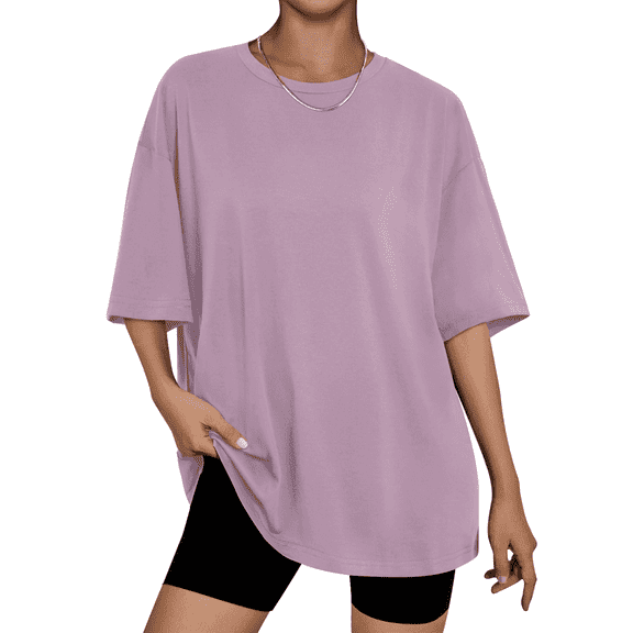 SOMER Womens Tops Short Sleeve Blouse Summer Casual T Shirts Fashion Workout Beach Vacation Gym Clothes Oversized Basic Tee