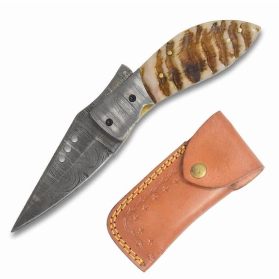 Wild Turkey Handmade Damascus Folding Knife