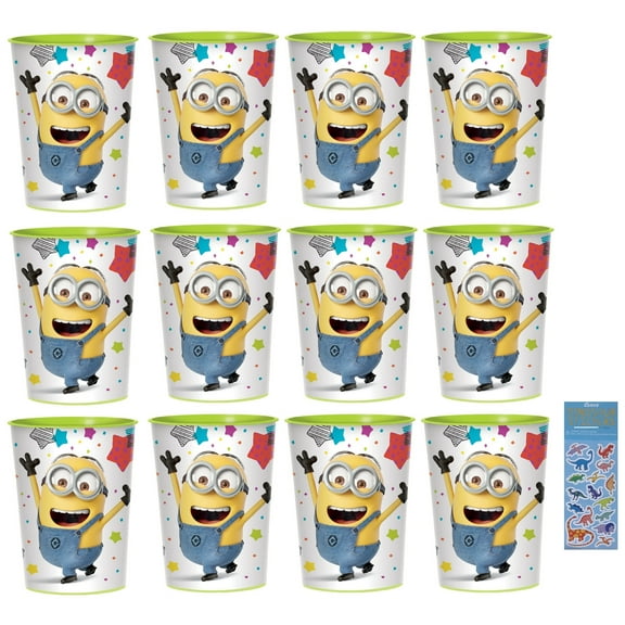 Despicable Me Birthday Party Supplies Favor Bundle includes 12 Plastic Reusable Cups
