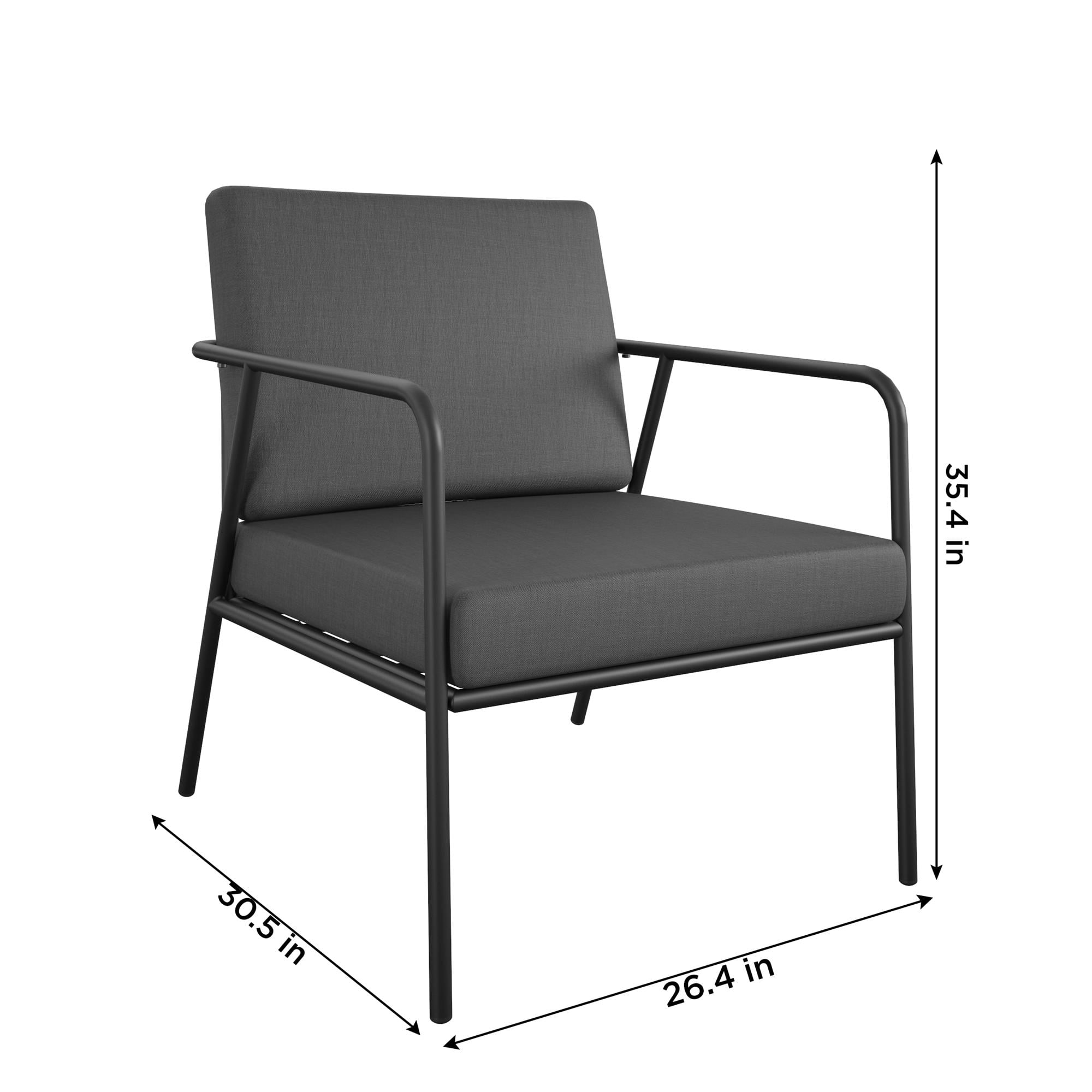 COSCO Modern Cushioned Outdoor Lounge Armchairs, 2-Pack, Dark Gray