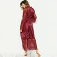 thumbnail image 5 of Douhoow Plus Size Women Bathrobe Long Kimono Lace Nightdress Sleepwear S-3XL, 5 of 8