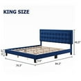 thumbnail image 5 of King Size Bed Frame With Buttoned Linen Headboard,Modern Upholstered Platform Bed with Heavy Duty Base and Wood Slat Support,No Box Spring Required,No Noise, 5 of 7